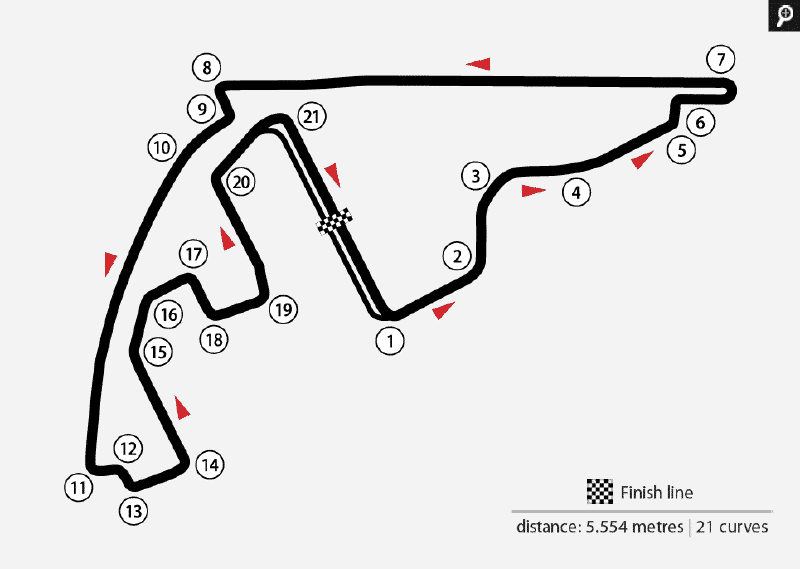 Mappa del circuito Yas Marina